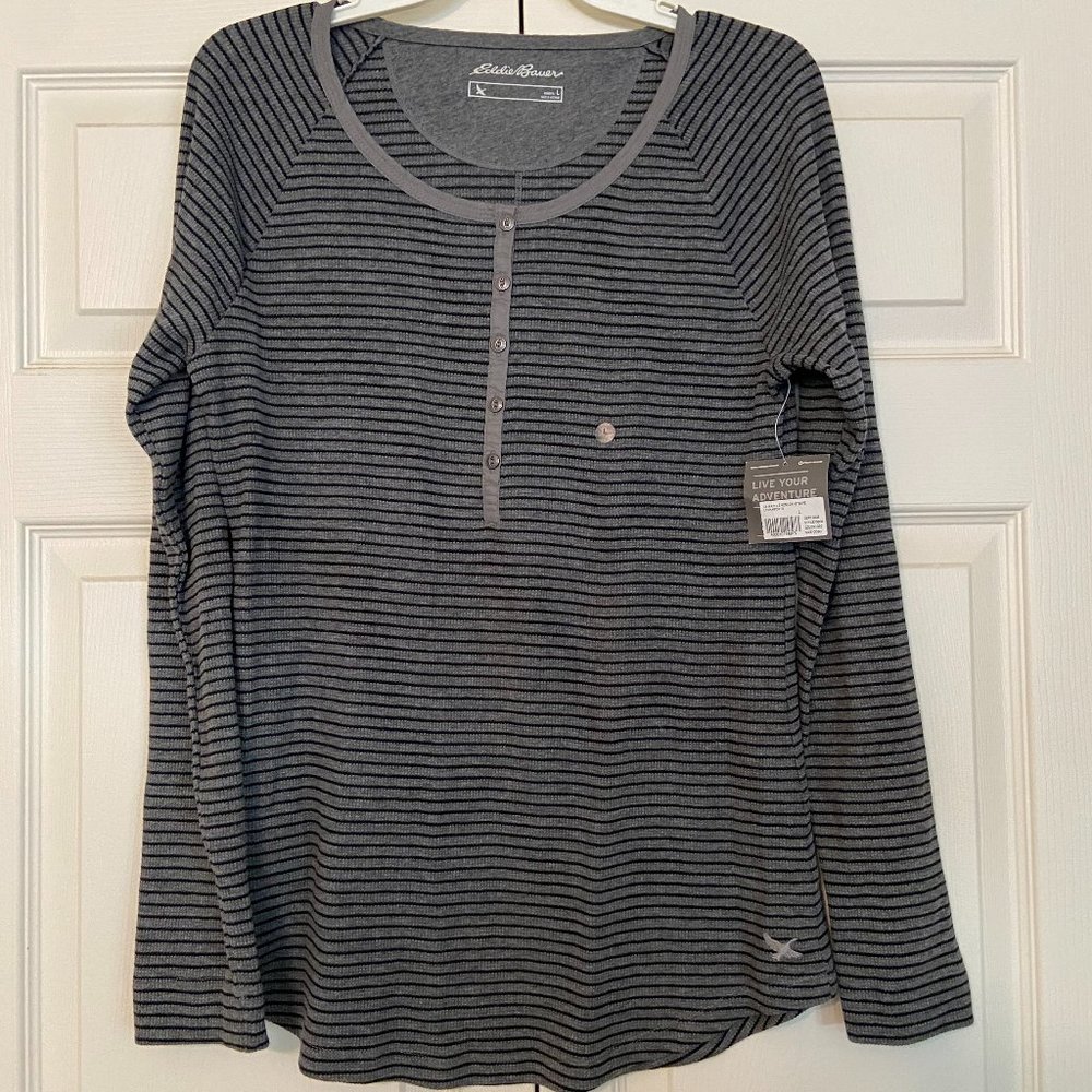 Eddie Bauer Waffle Henley-Stripe top